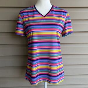 •Reel Legends• Freeline Striped V-Neck Performance Shirt - Size Medium